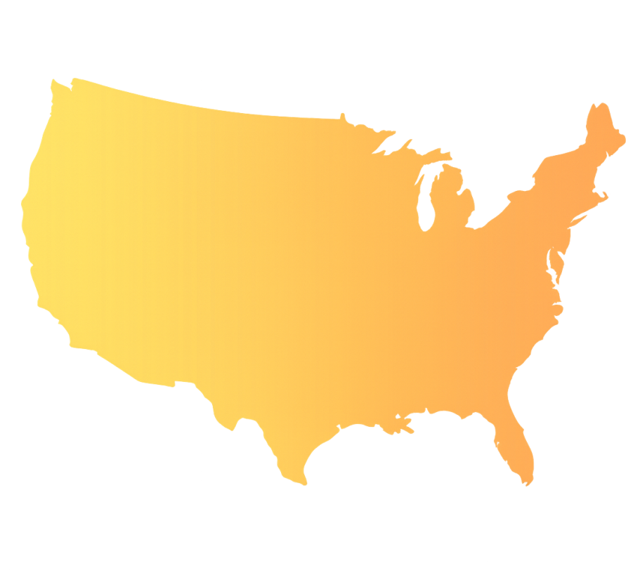 outline of the united states filled in orange to show nationwide printout locations